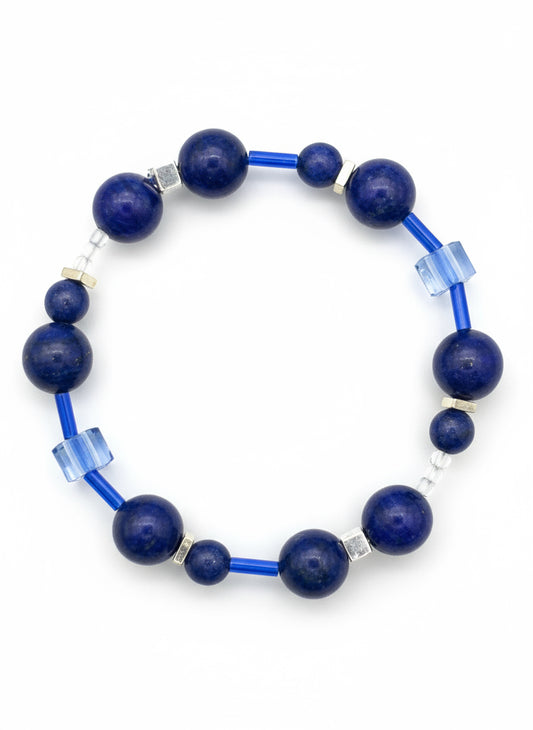 Sapphire Stillness - Lapis & Sapphire & Crystal Bracelet
