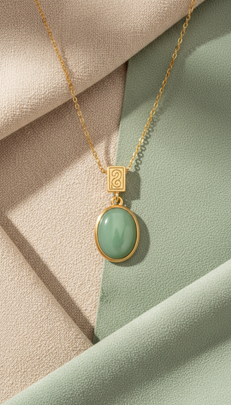 Sage Green affirmation necklace with semi-precious stone