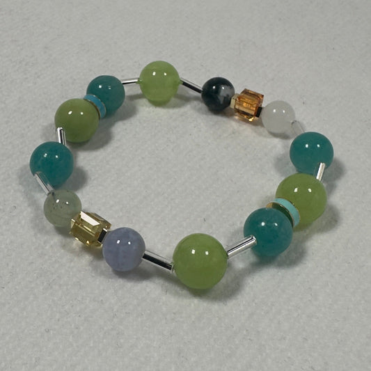 Ease & Bloom - Aventurine & Gold Enamel Bracelet