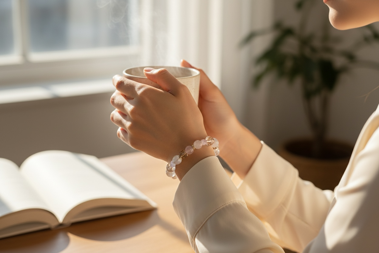 Soft Light - Moonstone & Quartz Bracelet