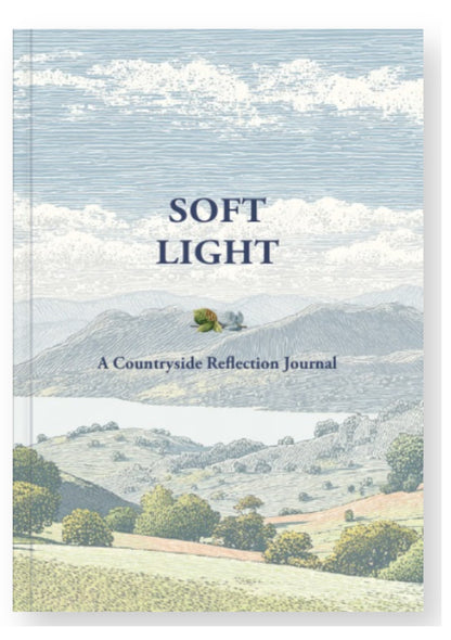 Sapphire Willow Soft Light A Countryside Reflection Journal with landscape illustration and blue sky.