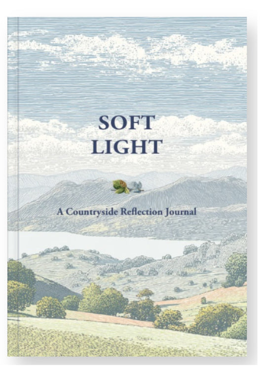 Sapphire Willow Soft Light A Countryside Reflection Journal with landscape illustration and blue sky.